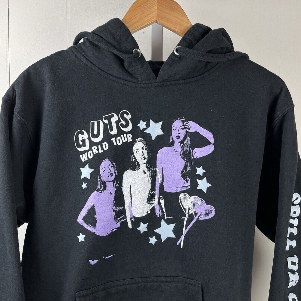 Olivia Rodrigo GUTS World Tour Hoodie Sweatshirt Size Medium Black Graphic Print - Picture 2 of 6